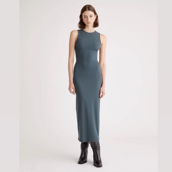 Quince Dresses & Skirts - Quince Tencel Rib Knit Dark Olive Tank Midi Dress size medium